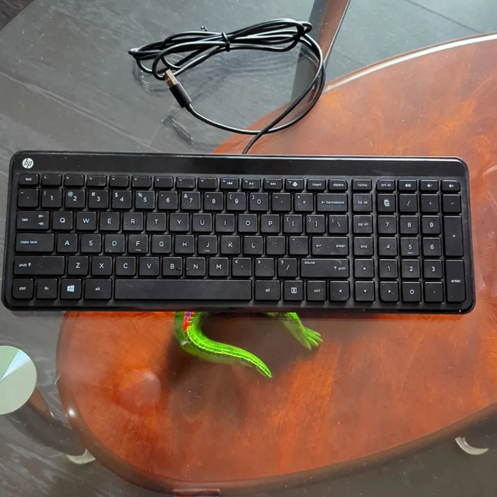 HP KBAH21 USB Wired Super Slim Thin Black PC Keyboard Used Lightweight H372